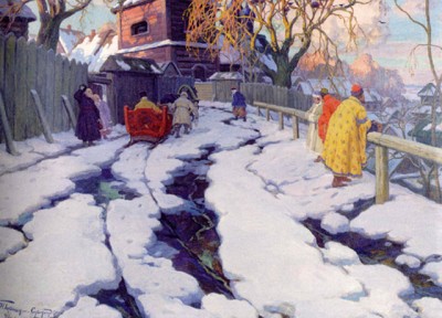 Древнерусский город зимой. Иван Горюшкин-Сорокопудов, 1915 г.